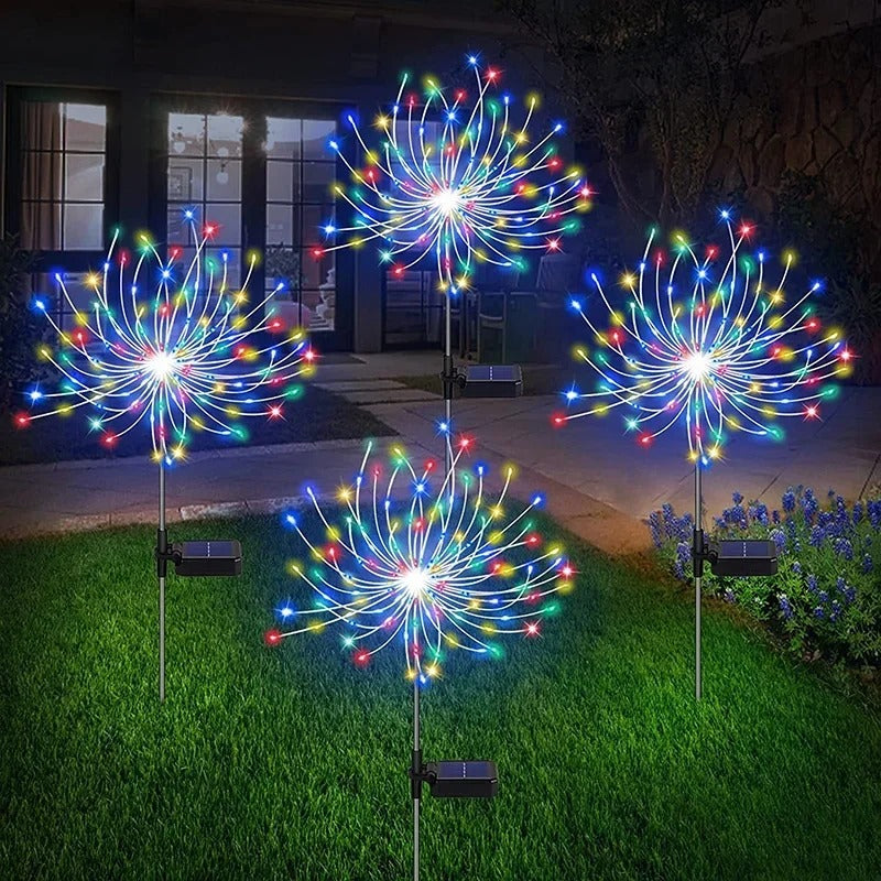 1/2/4PCS Solar LED Firework Fairy Lights – Outdoor Garden, Pathway, Lawn Decoration for Patio, Party, Christmas, and Wedding