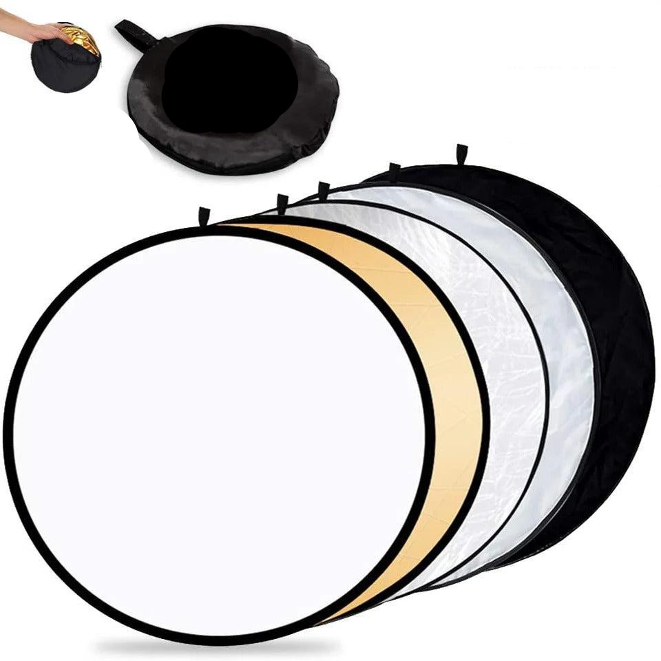 24-Inch 5-in-1 Collapsible Photography Reflector - Portable Light Diffuser with Multi-Color Options Silver, Black, and More