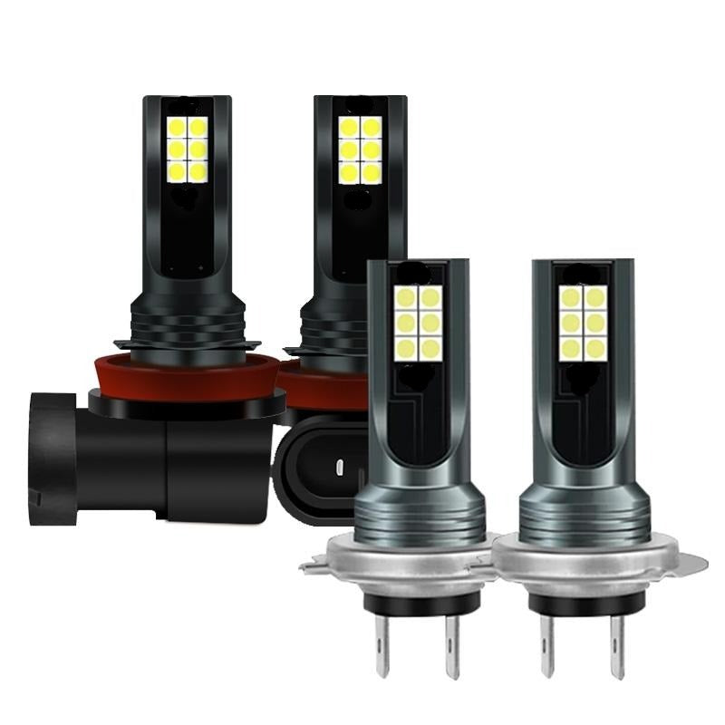 2Pcs H8 H7 LED Fog Light Bulbs 6000K White, Error Free, High Performance 3030 Chip for Enhanced Visibility