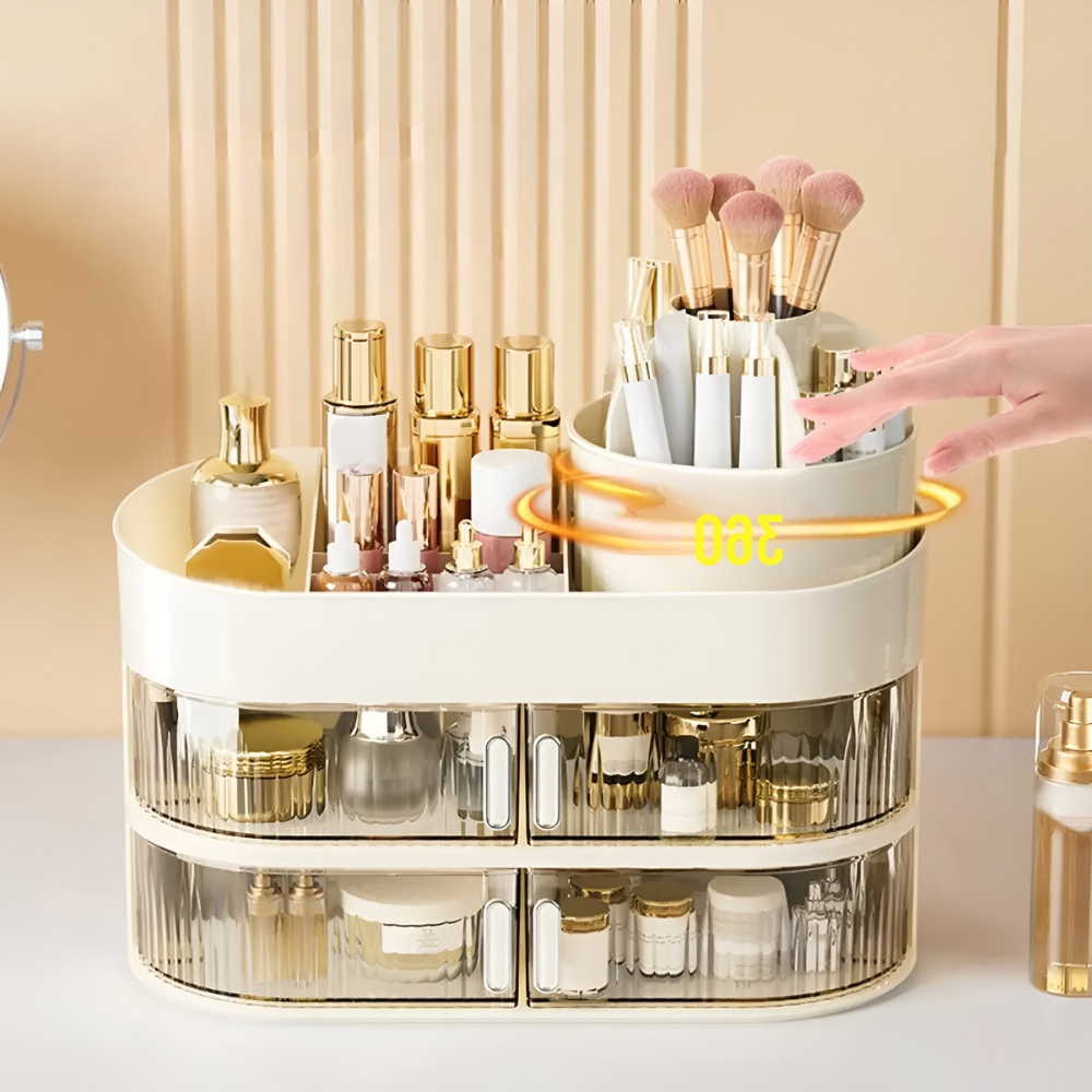 360° Rotating Cosmetic Storage Box | Perfect Organization for Your Beauty Chaos

