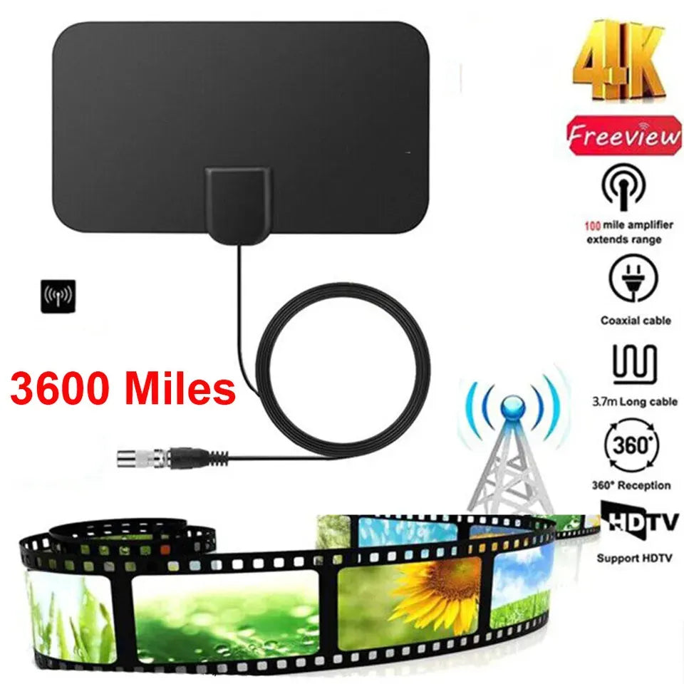 800-Mile Indoor HD Digital TV Antenna Amplified 4K 1080P Freeview Signal Reception