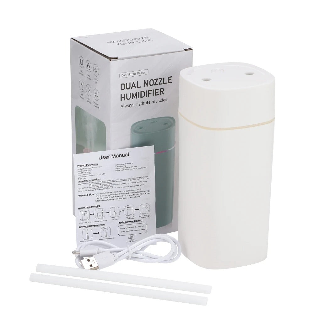 600ml USB Cool Mist Humidifier – Portable Electric Aroma Diffuser with LED Night Light for Home & Car

