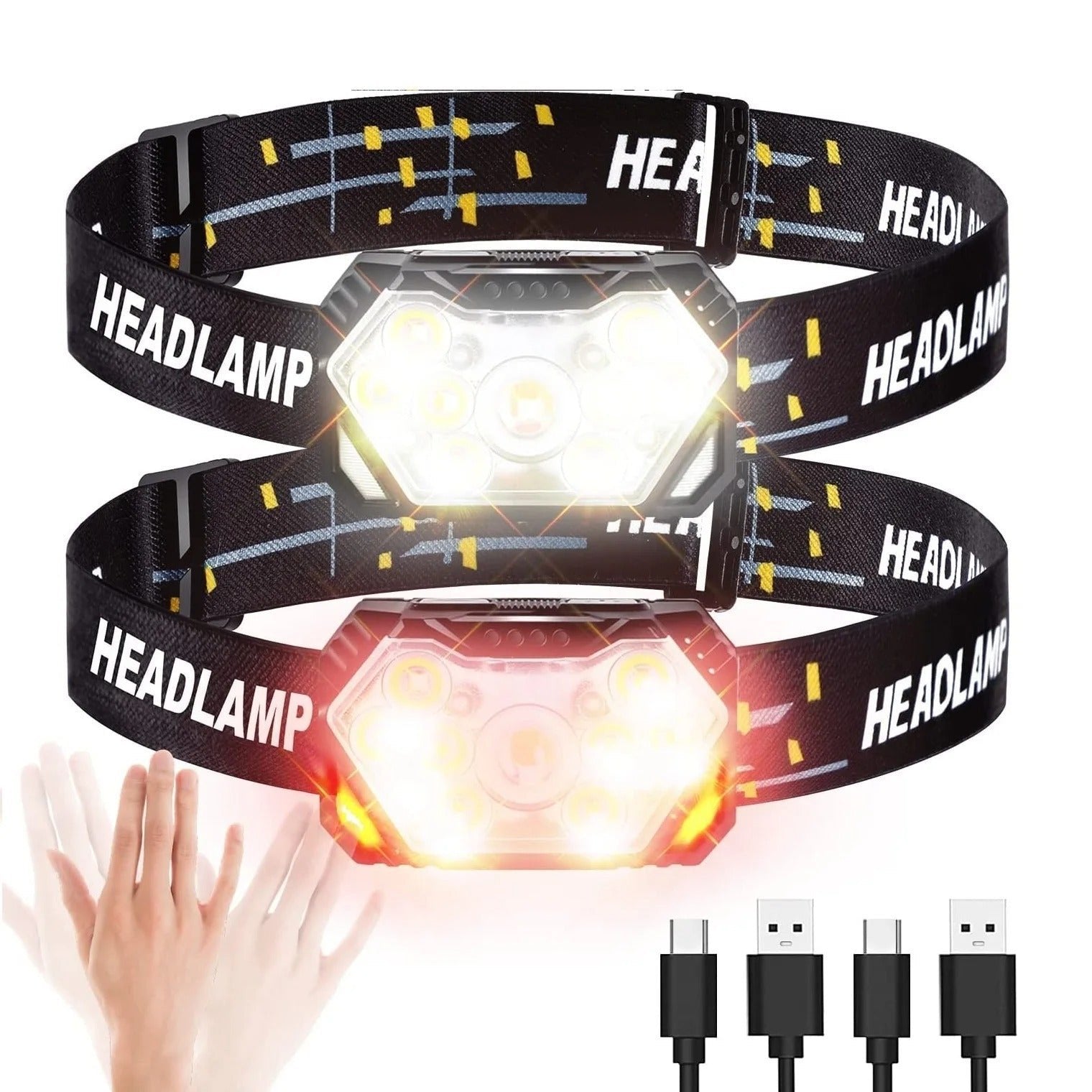 9 LED Motion Sensor Headlamp – USB Rechargeable Strong Light for Fishing, Camping, and Outdoor Work