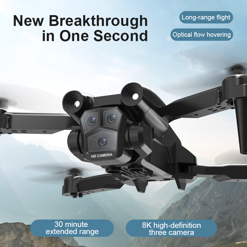 M4 RC Drone 4K Professional Foldable with Triple HD Wide Angle Cameras, WiFi FPV, and Height Hold Function