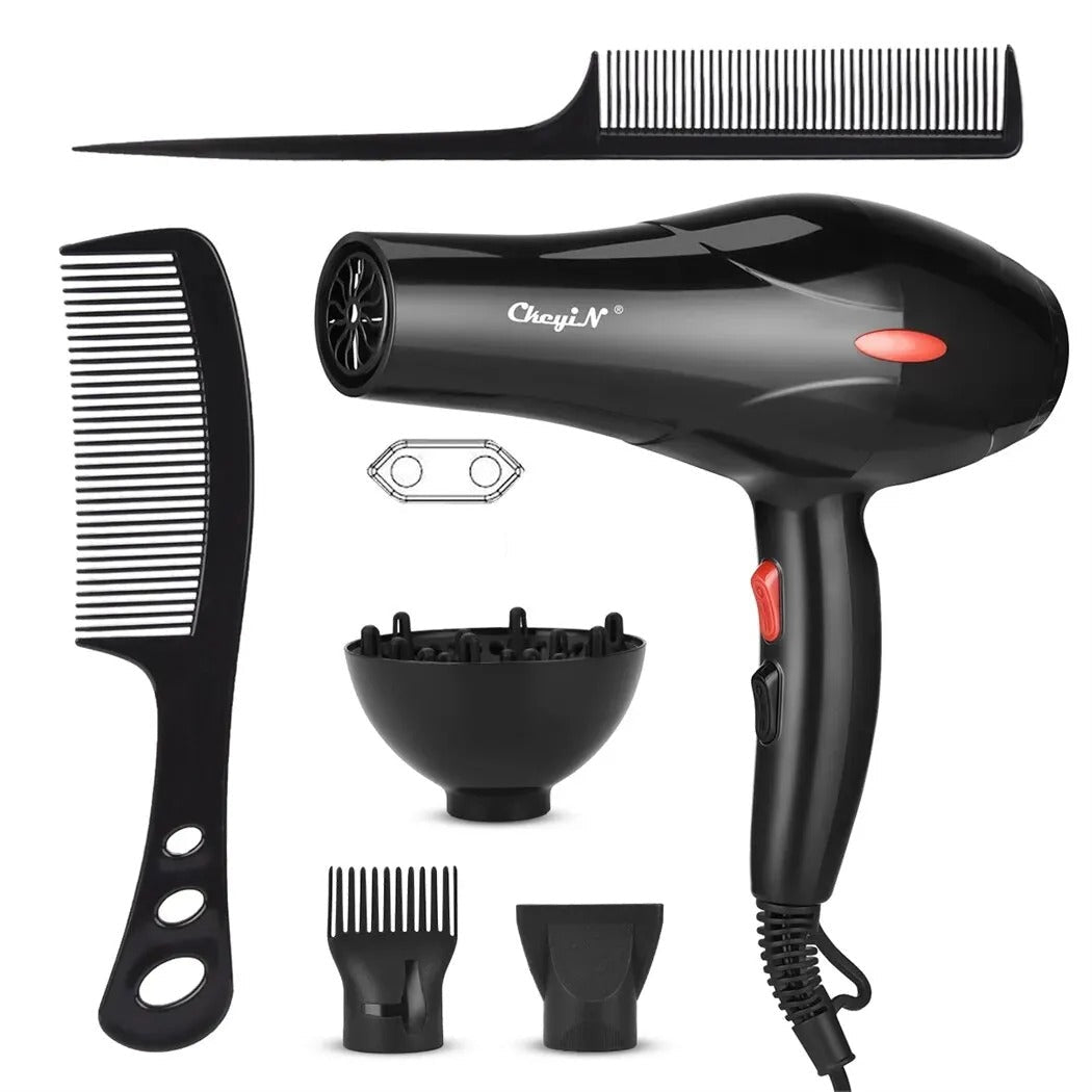 CkeyiN 1600W Professional Hair Dryer – Negative Ion Blow Dryer with Hot & Cold Air, Diffuser & Concentrator for Salon & Home Use