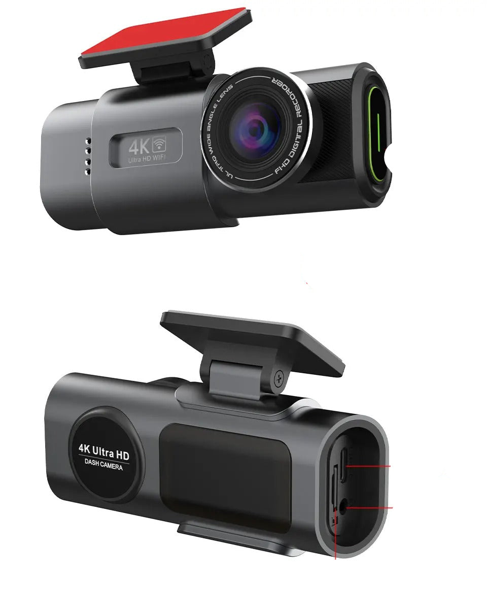 Dash Cam Dual Lens 4K UHD – Car DVR Camera with Night Vision, Built-In Wi-Fi, GPS, and 24H Parking Monitoring