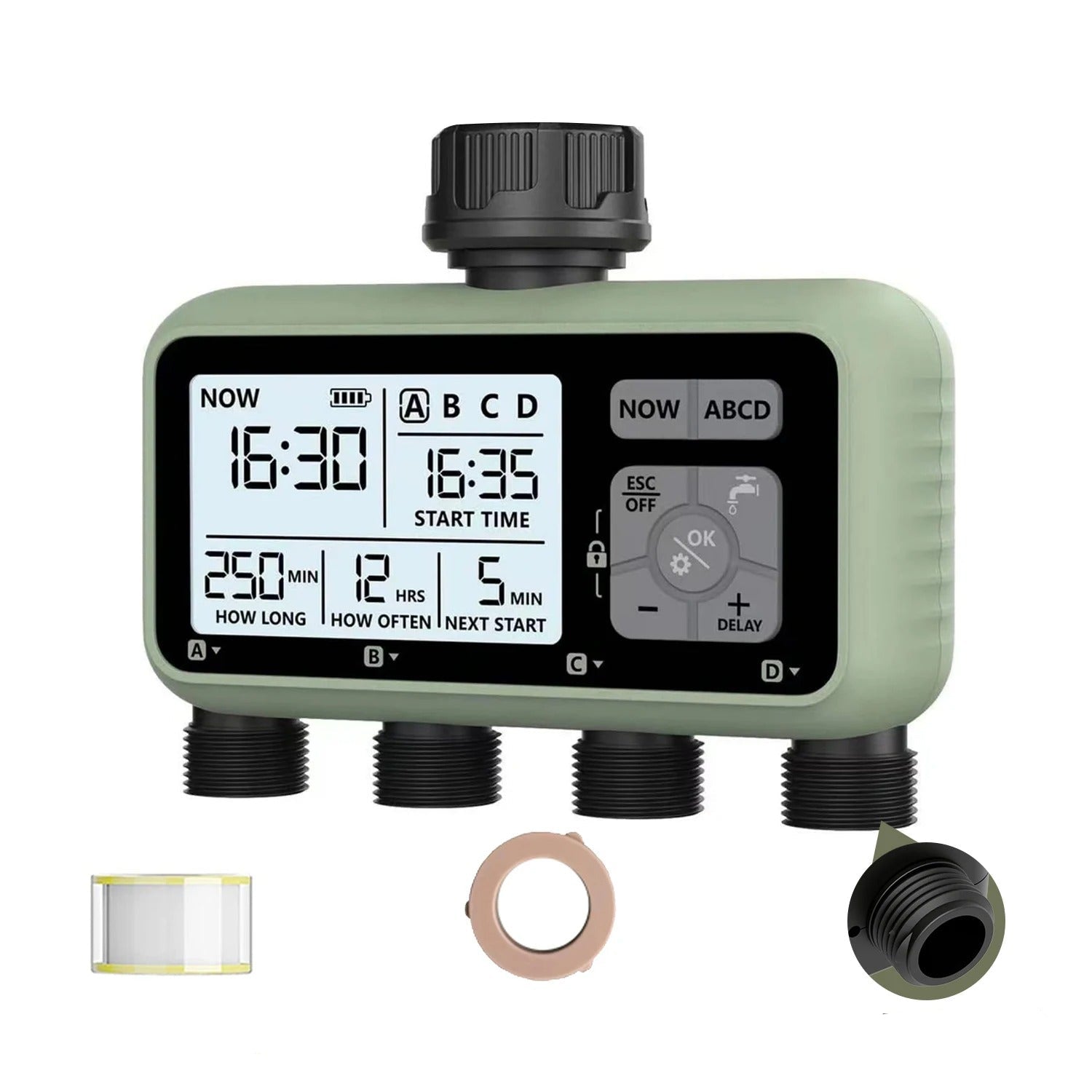 Diivoo 3-Zone Garden Water Timer – Programmable Automatic Irrigation Controller with Rain Delay & Manual/Auto Modes for Lawn & Yard

