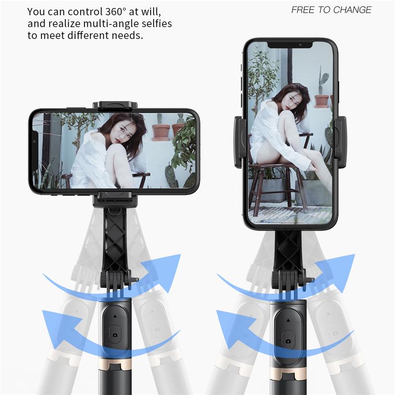 Multi Function Gimbal Stabilizer Foldable Selfie Stick with Wireless Tripod and Bluetooth Shutter