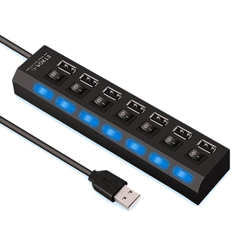 High-Speed 47-Port USB 2.0 Hub with LED Light and Switch Multi-USB Adapter & Expander for PC and Laptop