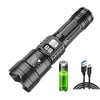 High Power LED Flashlight – USB Rechargeable Torch with Built-in Battery for Camping, Emergency & Outdoor Use