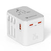 JINGMIN Universal Travel Adapter – 4 AC Outlets, 1 USB Port, 2 Type-C PD 25W Fast Charging, EU/UK/US/AUS Plug Compatibility

