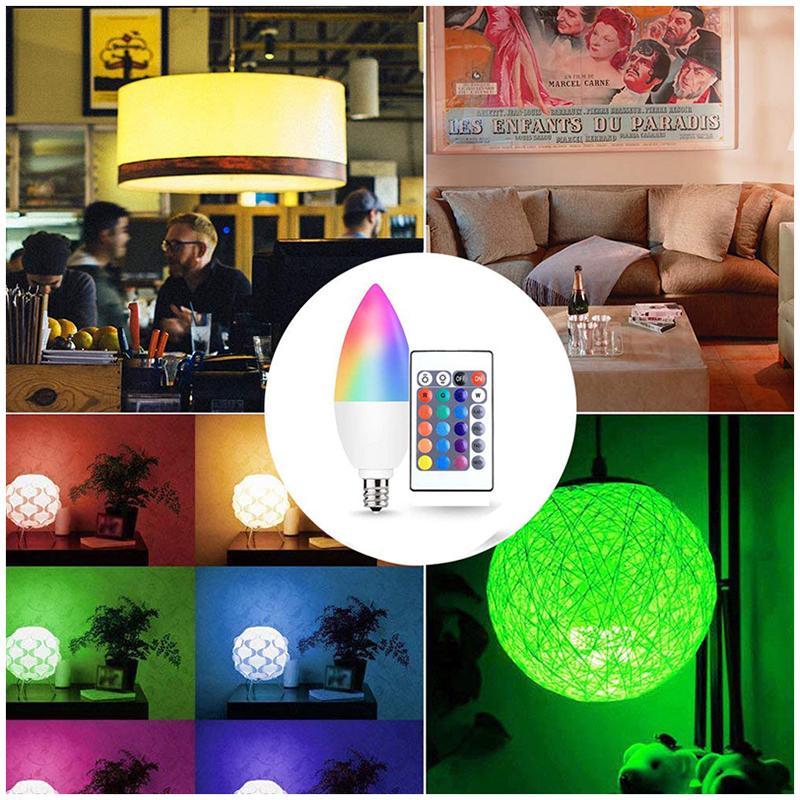 16 Color RGB LED Bulb with E27 Base Dimmable Multicolor Lighting with 24-Key Remote Control for Atmosphere and Accent Lighting