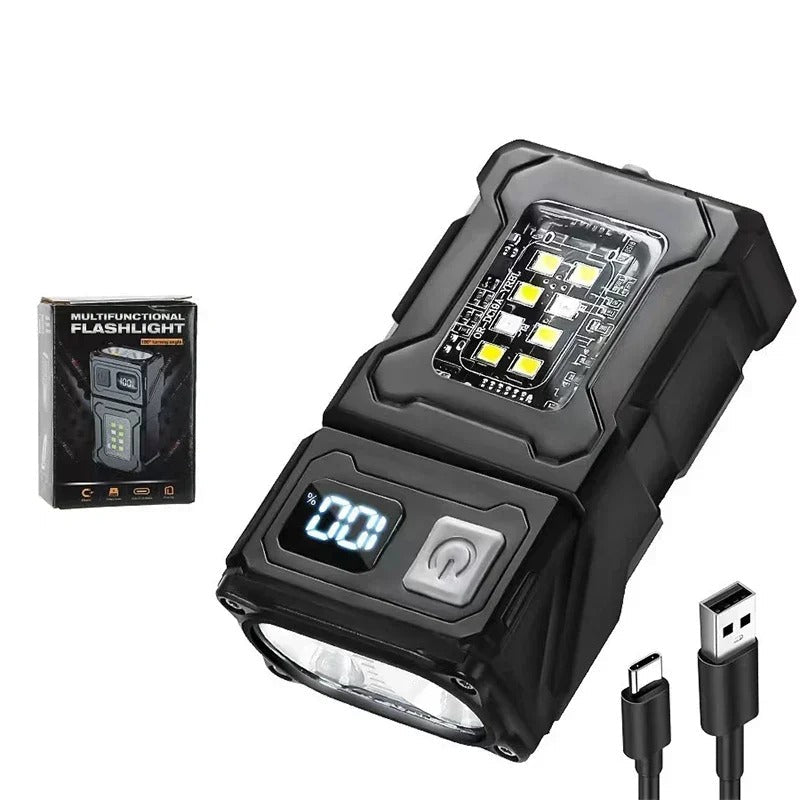 MINI USB Rechargeable LED Flashlight Portable Tail magnet flashlight Super Bright Camping Lantern Side COB emergency light