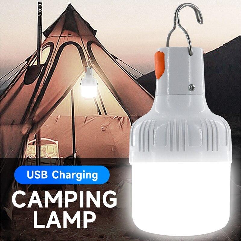 Outdoor USB Rechargeable LED Lantern High Brightness Portable Light with Hook for Camping and Emergency Situations