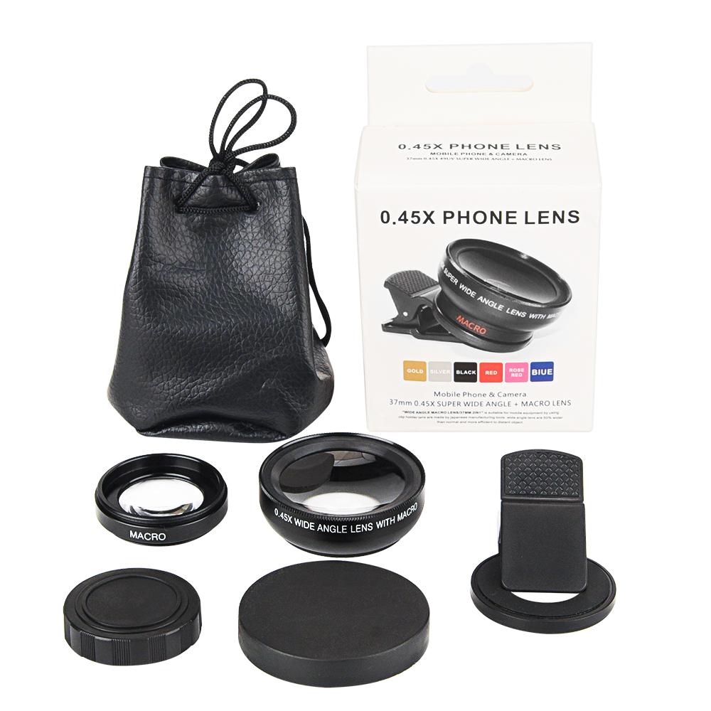 2-in-1 Phone Lens Kit 0.45x Ultra Wide Angle and Macro HD Lens with Universal Clip