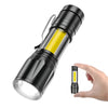 Portable Zoomable LED Flashlight – USB Rechargeable Mini Torch with COB Side Light for Camping, Emergency & Outdoor Use