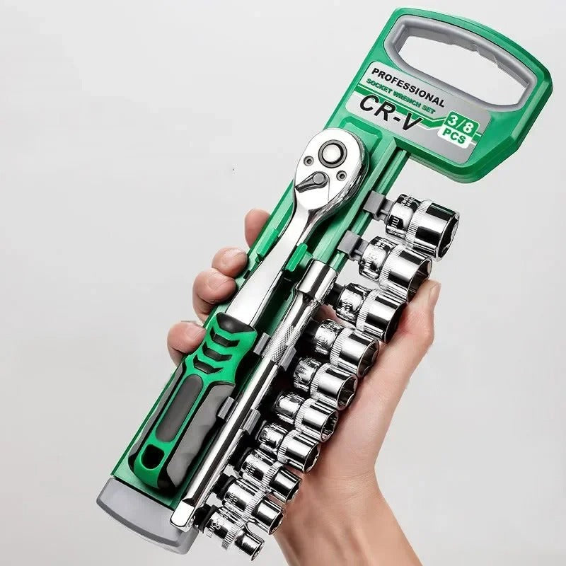 Socket Sleeve Wrench Set – 1/4", 3/8", 1/2" Ratchet Spanner Tool Kit for Car Repair, Auto Maintenance & Hand Tool Use