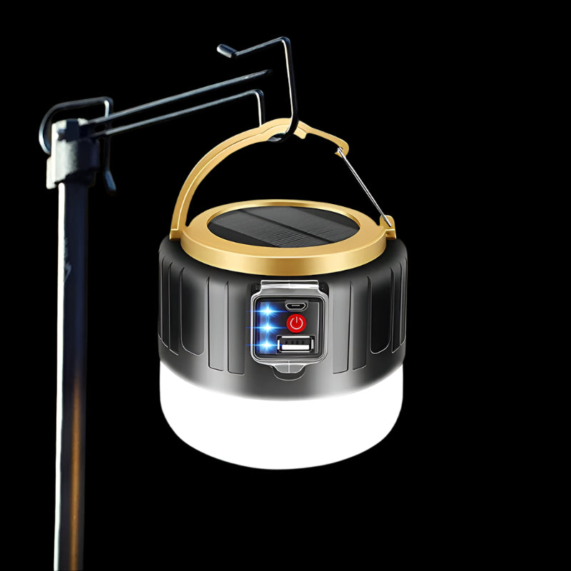 Solar Camping Light – Waterproof Rechargeable LED Tent Lantern for Outdoor, Emergency & Market Use, Energy-Saving Portable Bulb