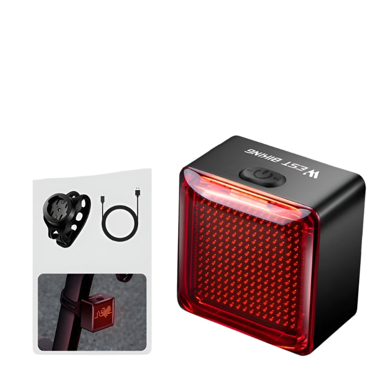 WEST BIKING Team Sync Bicycle Taillight – Smart Pixel LED Rear Light with Brake Sensing, Waterproof Design & DIY Display for Cycling Safety
