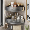 Wall-Mounted Aluminum Bathroom Corner Shelf – No Drill Organizer with Hook and Towel Bar