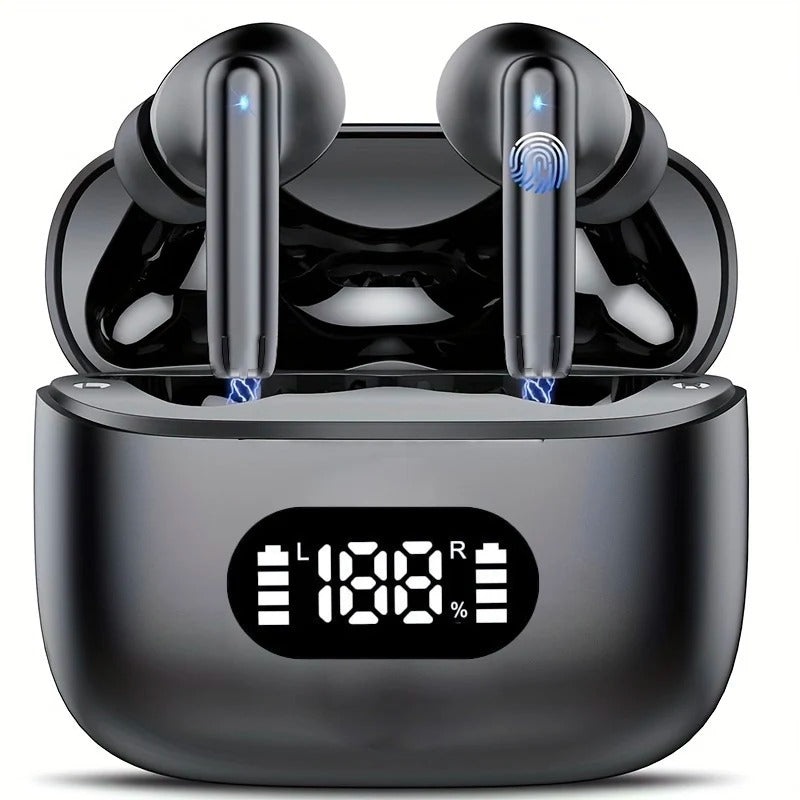 Wireless Earphones 40dB Noise Cancelling – Bluetooth 5.3 TWS Earbuds with 6-Mic ENC, LED Display, HD Calls, and Transparency Mode