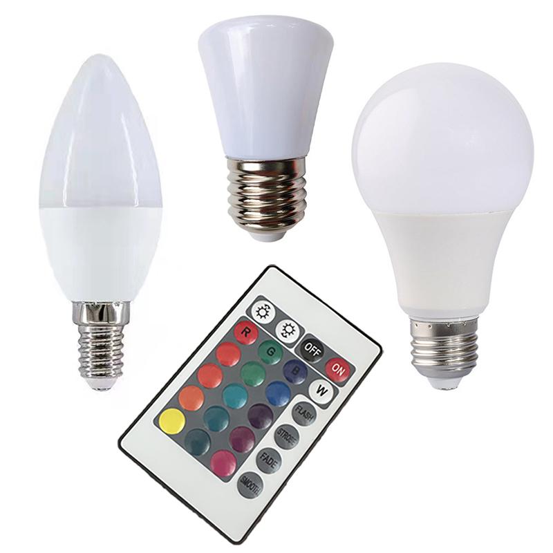 16 Color RGB LED Bulb with E27 Base Dimmable Multicolor Lighting with 24-Key Remote Control for Atmosphere and Accent Lighting