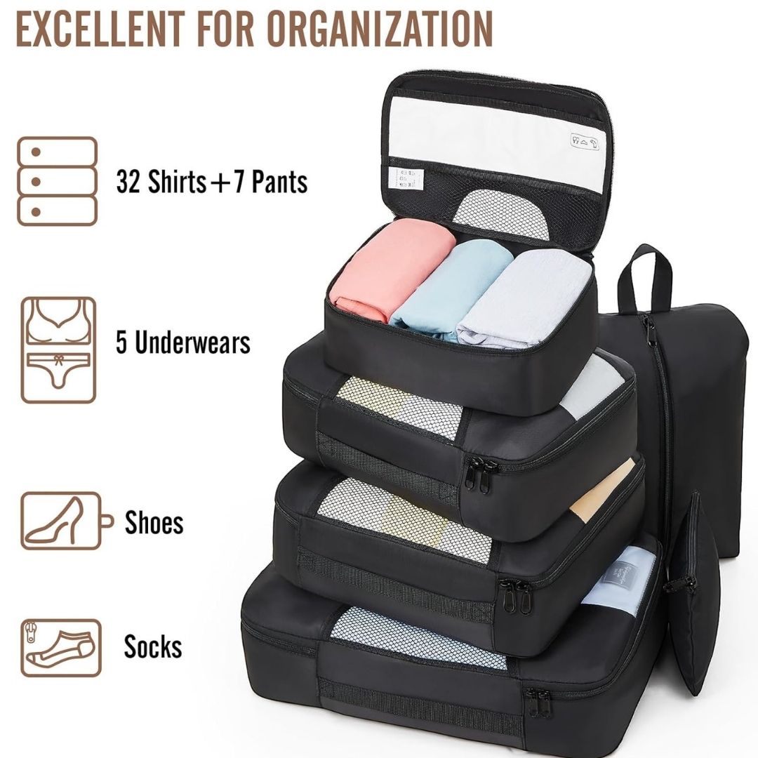 8 Set Packing Cubes for Travel – Durable, Space-Saving Organizers