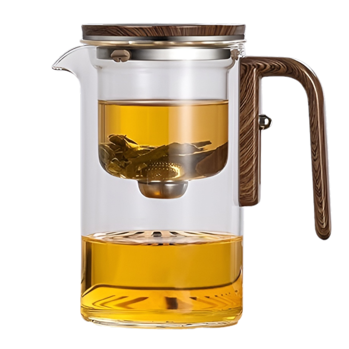 Glass Teapot with Wooden Handle – Elegant, Heat-Resistant Teapo