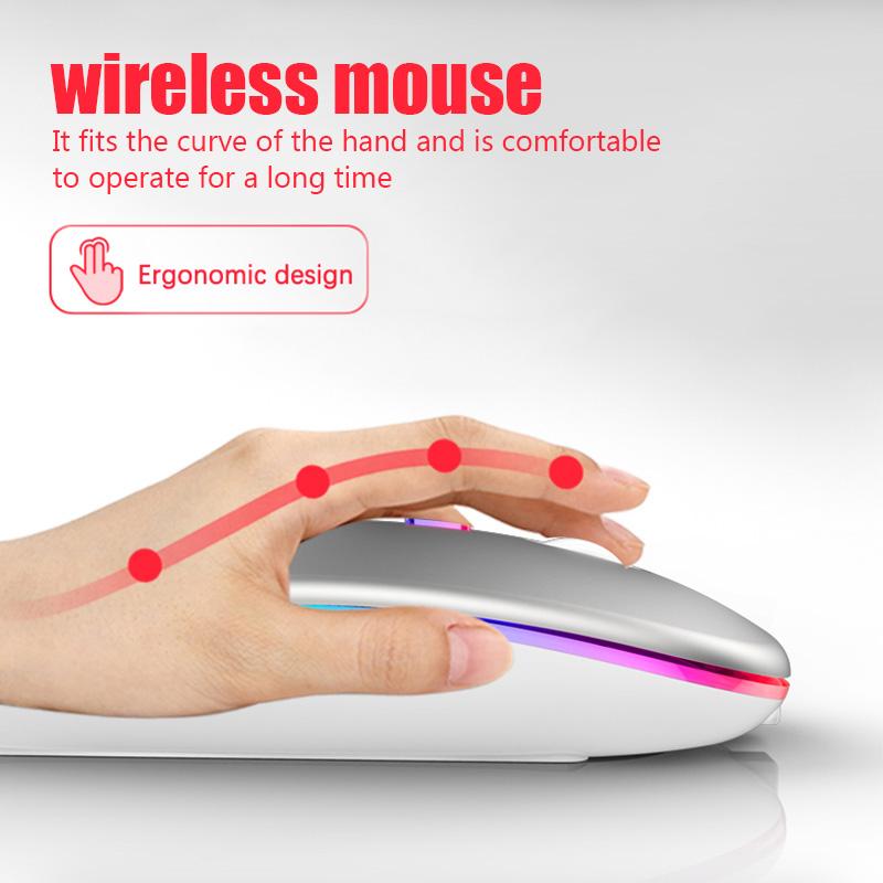 Wireless Bluetooth RGB Rechargeable Mouse Silent Ergonomic LED Backlit Gaming Mouse for Laptop and PC