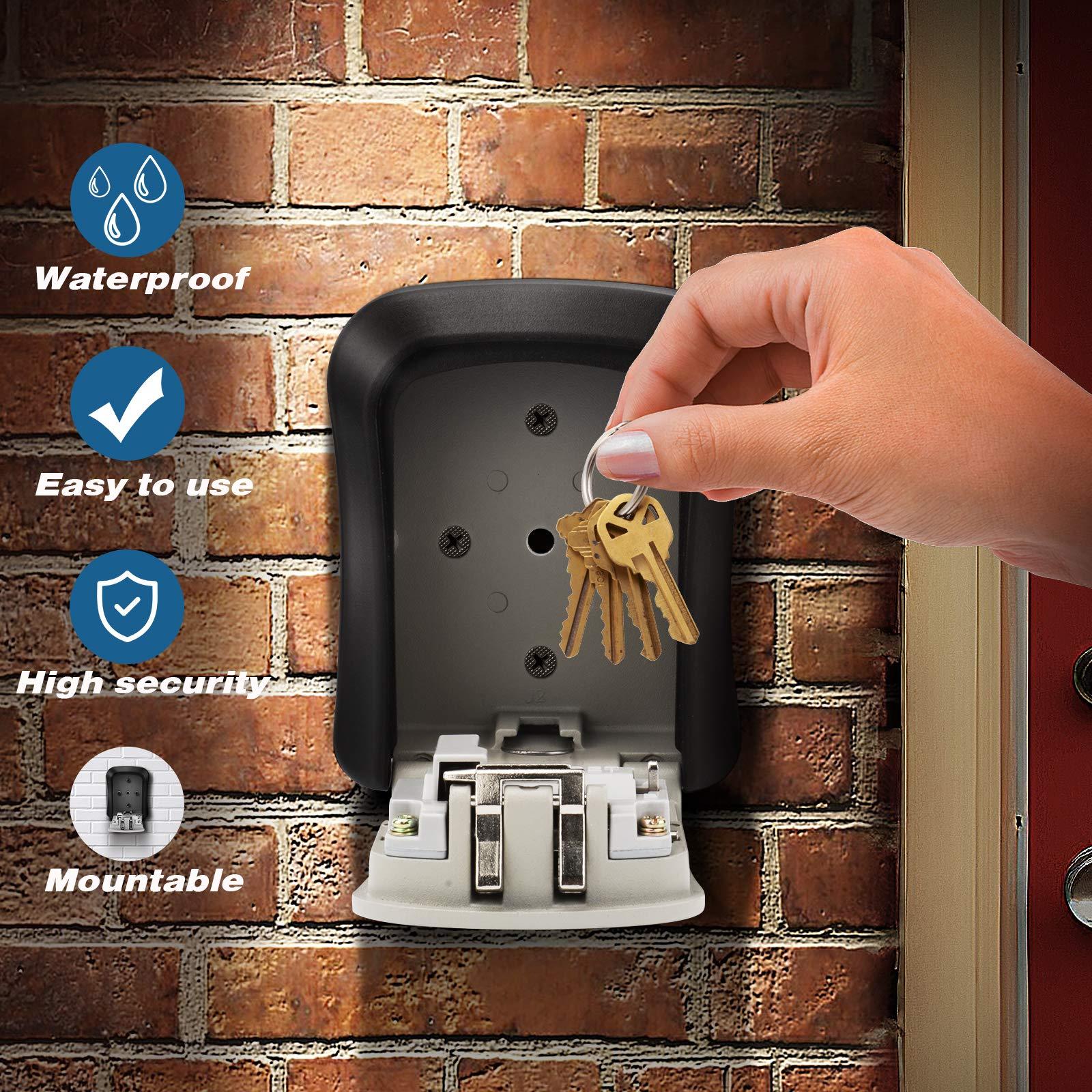 Wall Mount Key Lock Box 4 Digit Combination Security Safe for Home and Office, Keyless Storage Organizer