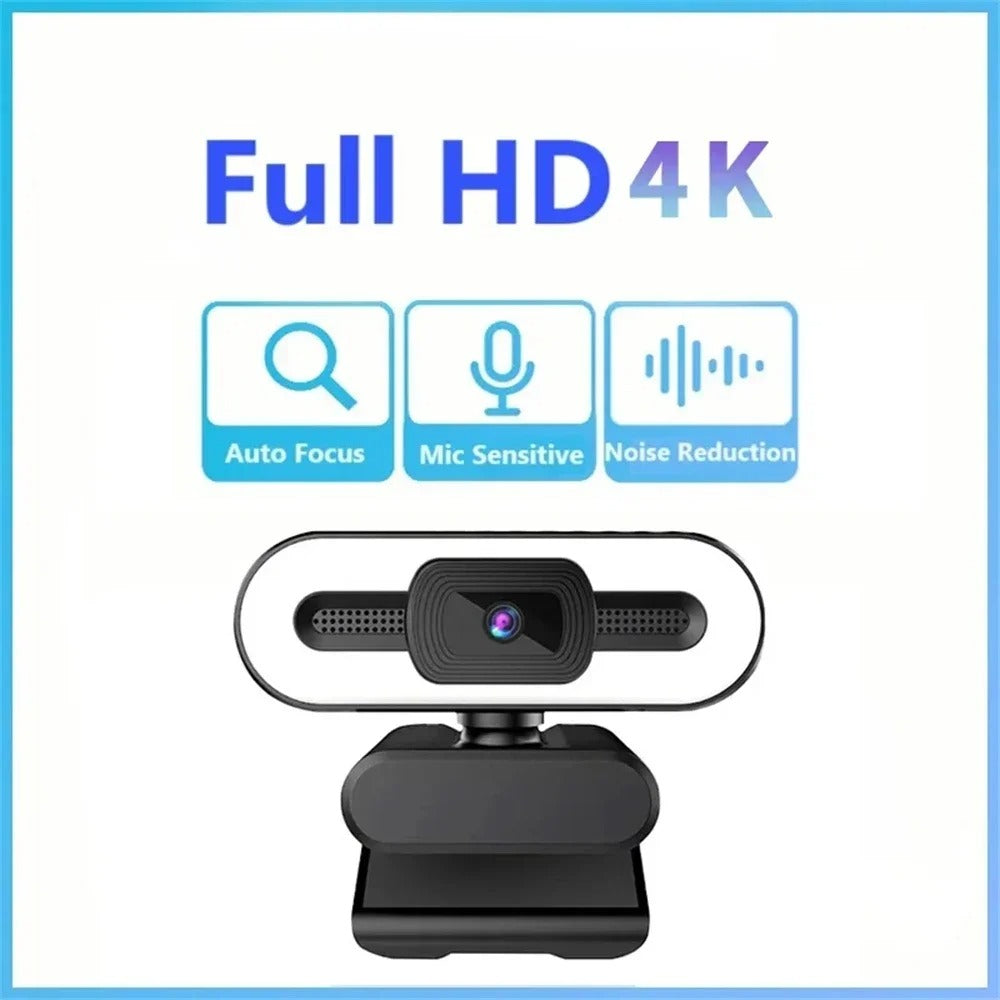 Portable Full HD 1080P/2K/4K Webcam – Auto Focus Streaming Camera with Built-in Microphone
