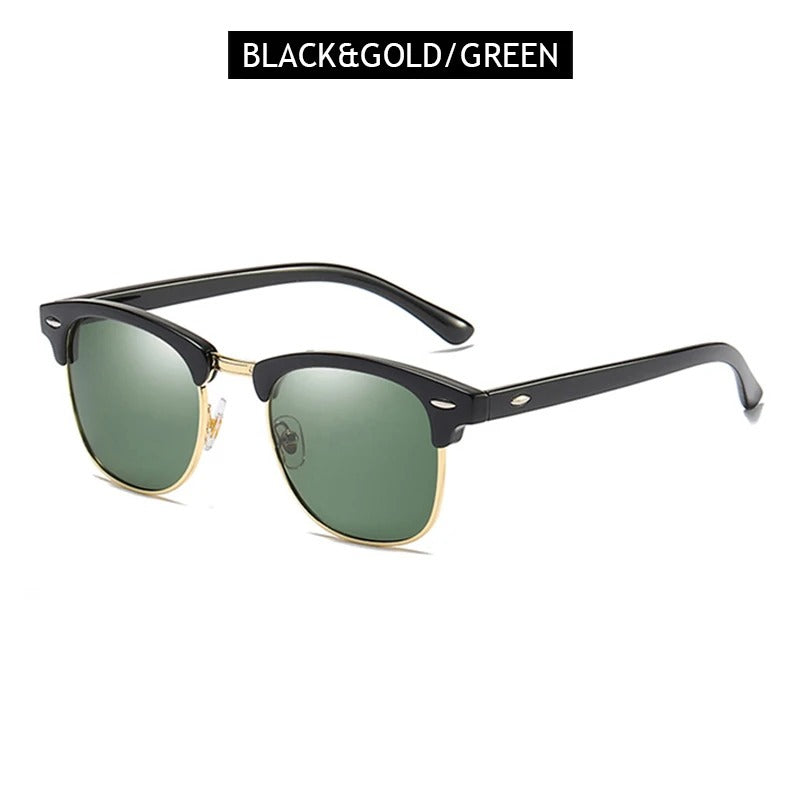 Classic Half Frame Polarised Sunglasses – Retro Small Anti-Glare Shades