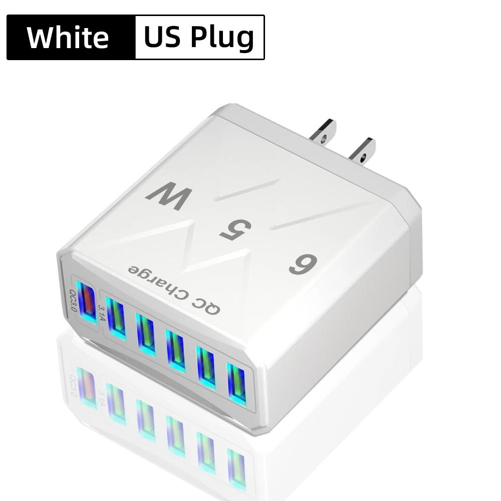 65W Multi USB 6-Port Fast Charging Charger