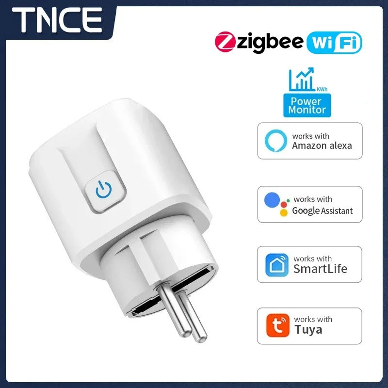 Smart Plug – WiFi/Zigbee EU 16A/20A Socket with Power Monitoring, Timer, Voice Control