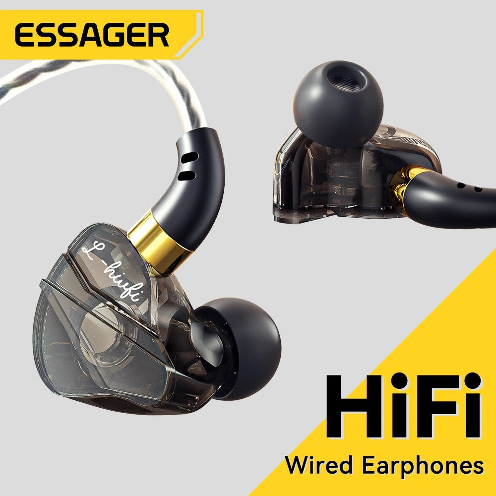 Wired In-Ear Headphones – HiFi Stereo Earbuds with Mic, Bass Boost & Noise Cancelling (3.5mm & Type-C)