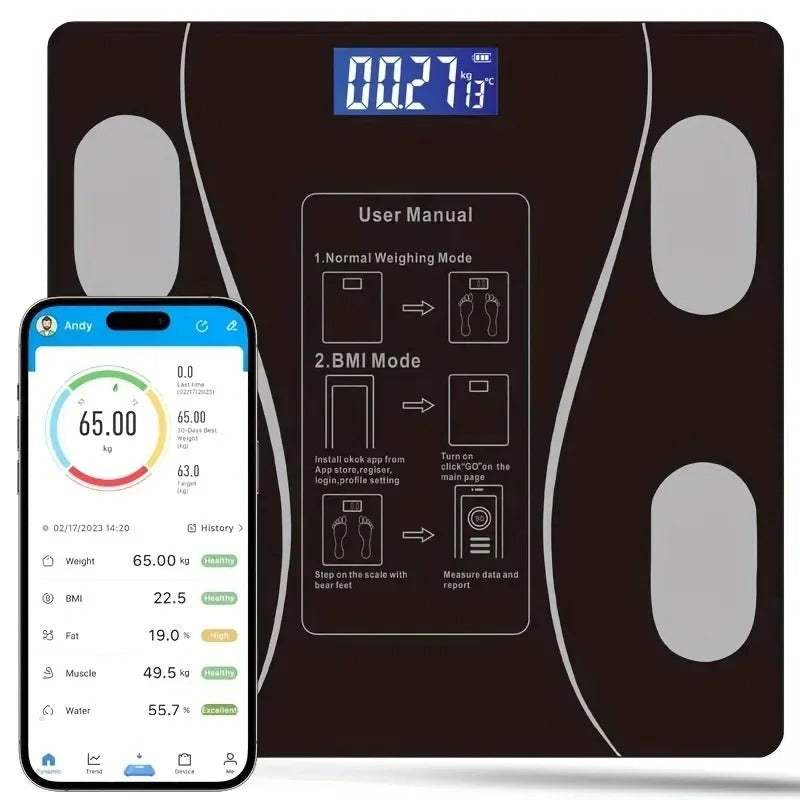 Smart Bluetooth Weight Scale for Body Metrics & Health Tracking