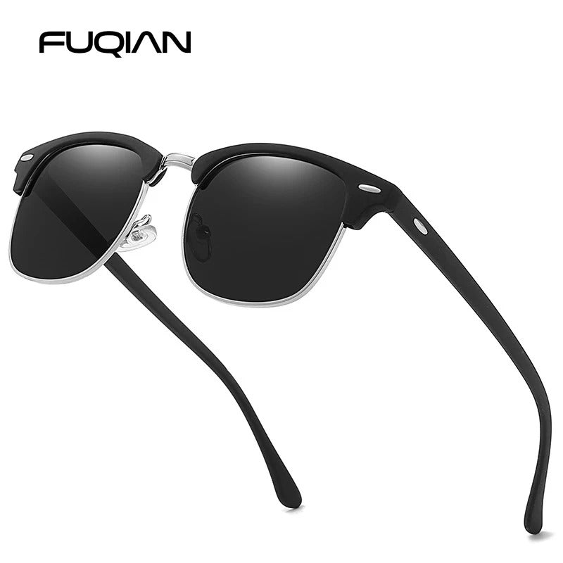 Classic Half Frame Polarised Sunglasses – Retro Small Anti-Glare Shades