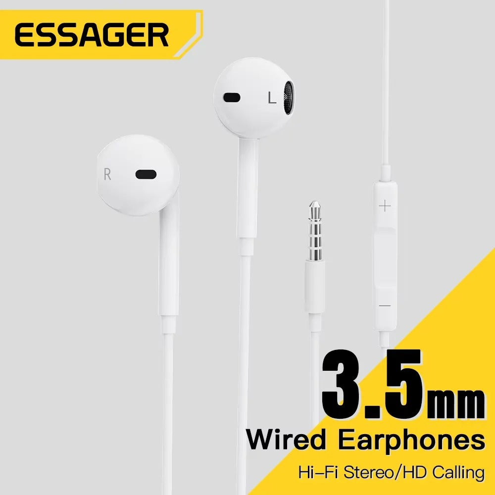 3.5mm Wired Earphones – In-Ear Headset with Mic