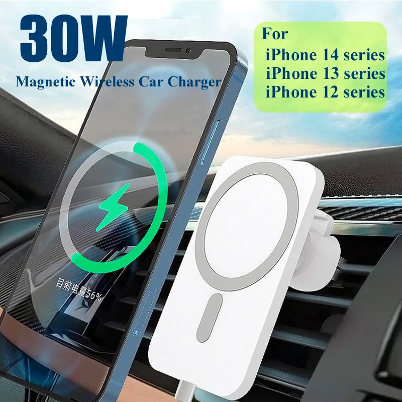 Wireless Magnetic Car Charger – 30W Fast Charging Phone Holder for