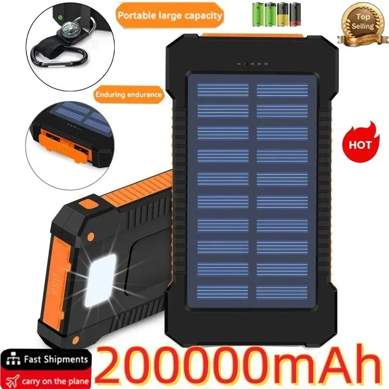 200000mAh Solar Power Bank Large Capacity Portable Battery