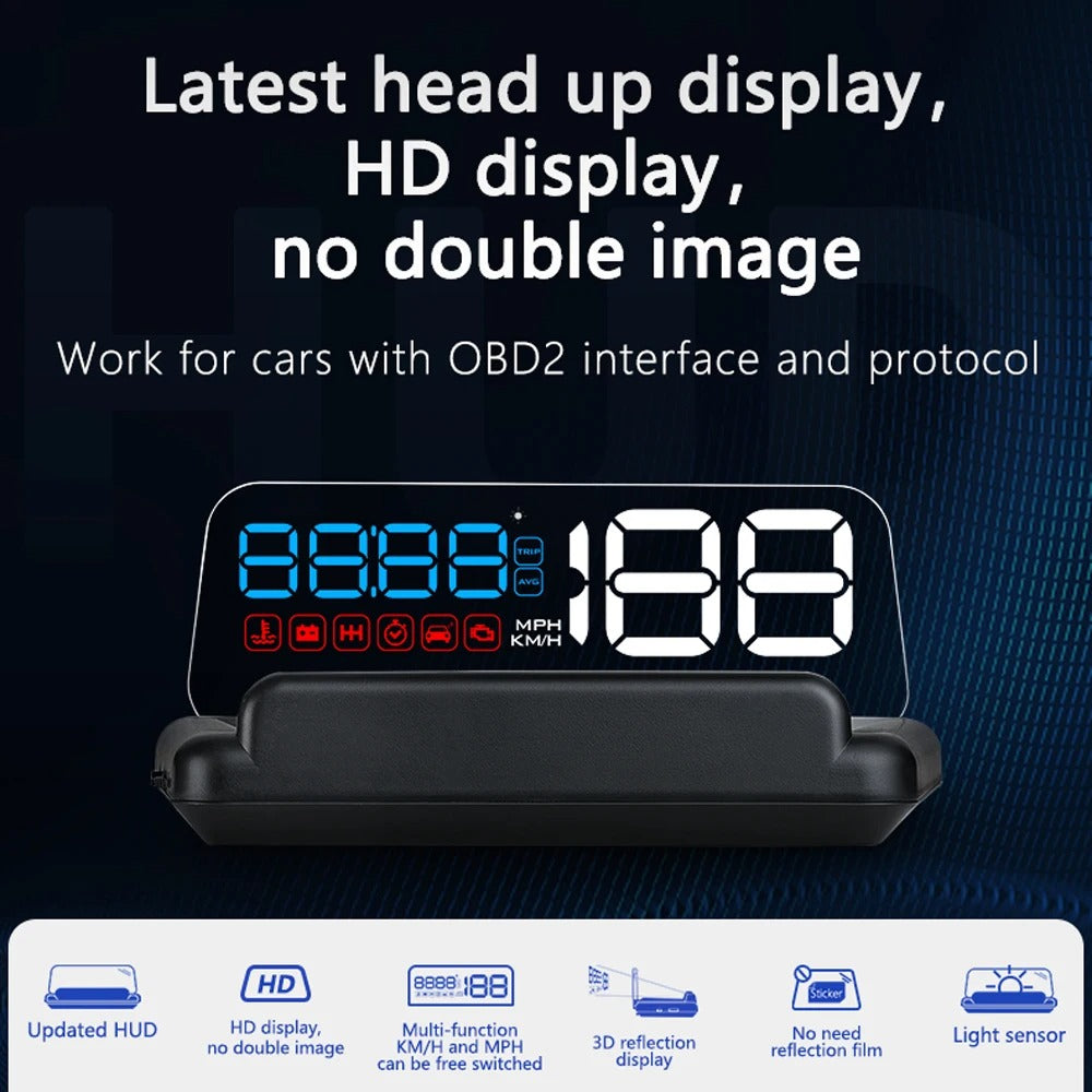 Newest C500 OBD2 Car HUD Digital Display – Water Temperature, Speed, Turbo, RPM Gauge, GPS Smart On-board Computer, T900 Head-Up Meter