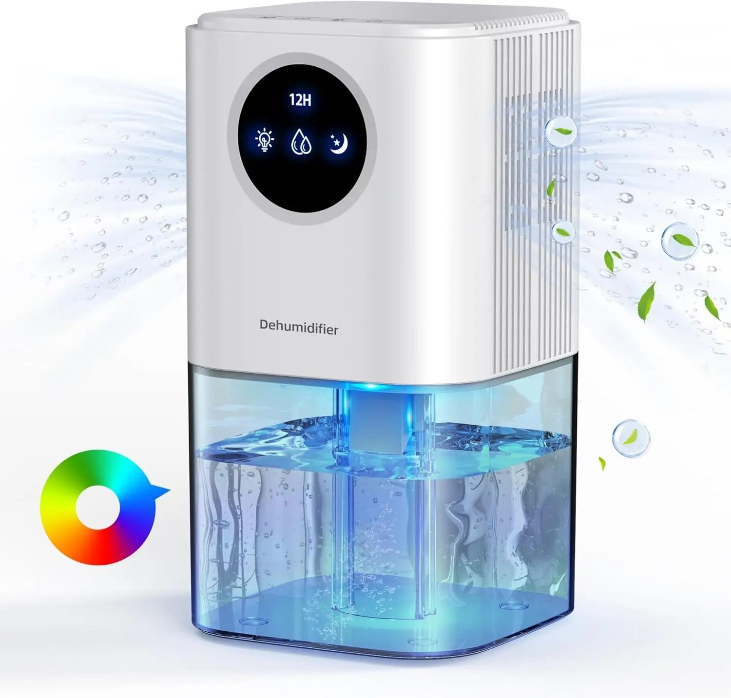 Portable Silent Dehumidifier with 35oz Tank & Colorful Night Lights