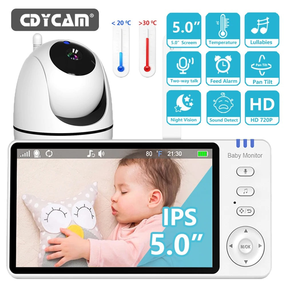 5.0-Inch Video Baby Monitor – Wireless Pan-Tilt Camera