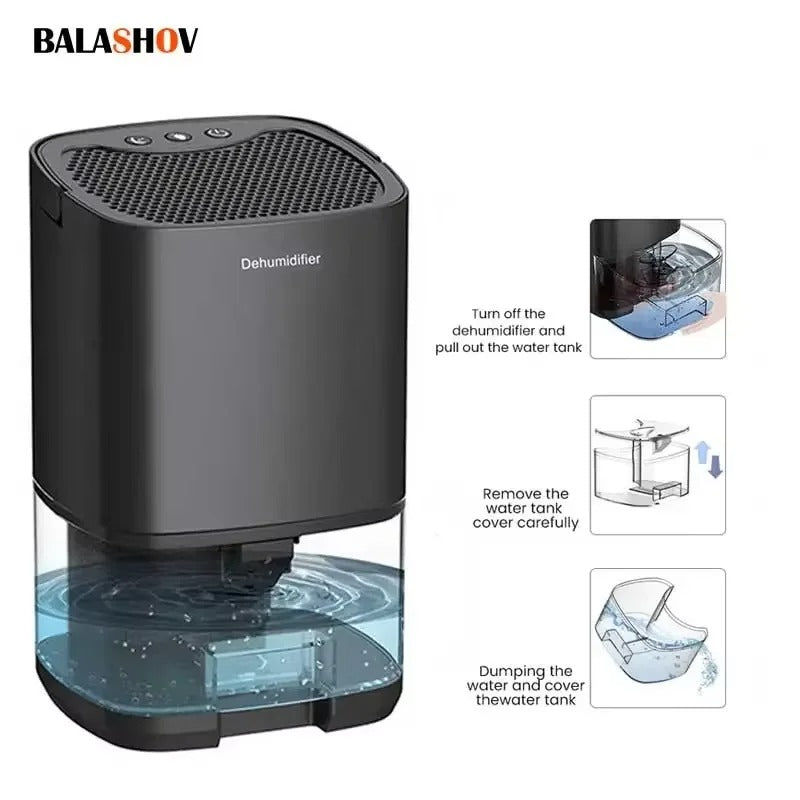 Portable Air Dehumidifier for Home Bedroom Office Quiet Moisture Removal