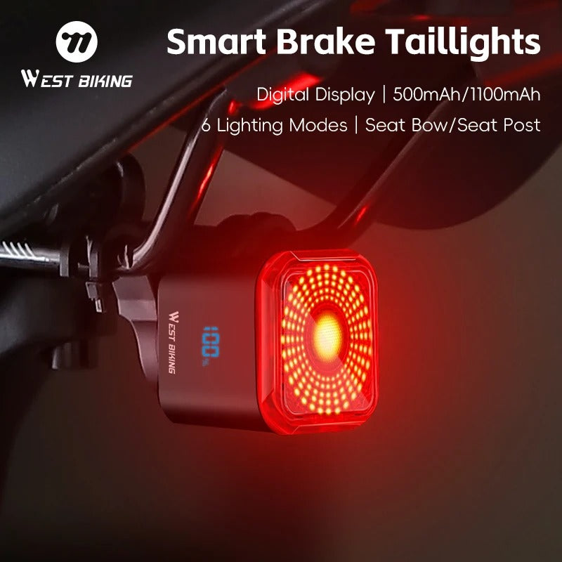 Smart Rear Bike Light – Brake Sensing LED Taillight with Auto Start/Stop