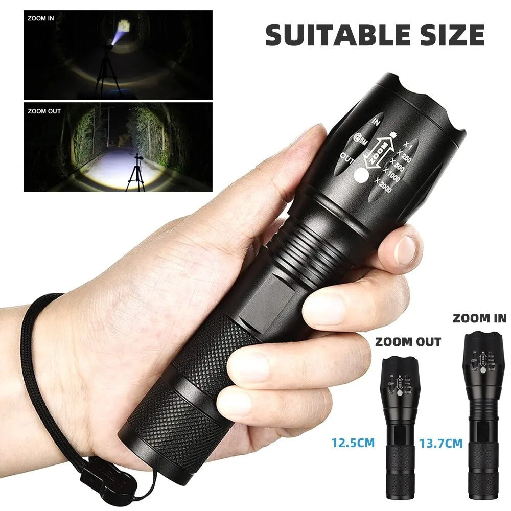 High-Power LED Camping Torch – Zoomable Waterproof Flashlight