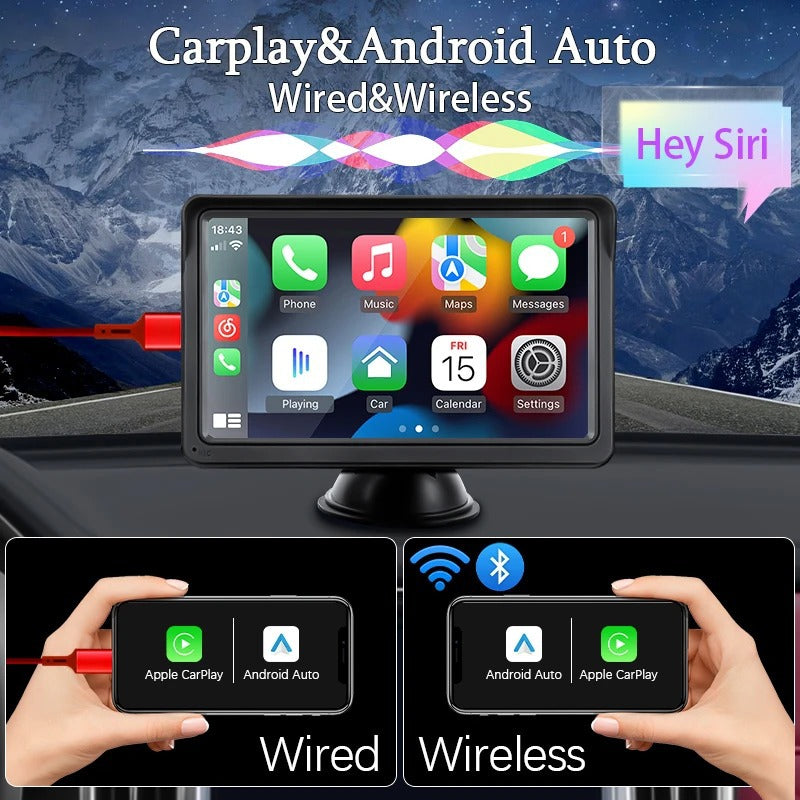 7-Inch Touch Screen Car Radio Multimedia Player with Wireless CarPlay & Android Auto