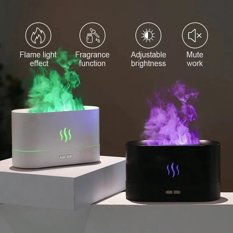 Ultrasonic Cool Mist Aroma Diffuser & Humidifier with LED Flame Effect