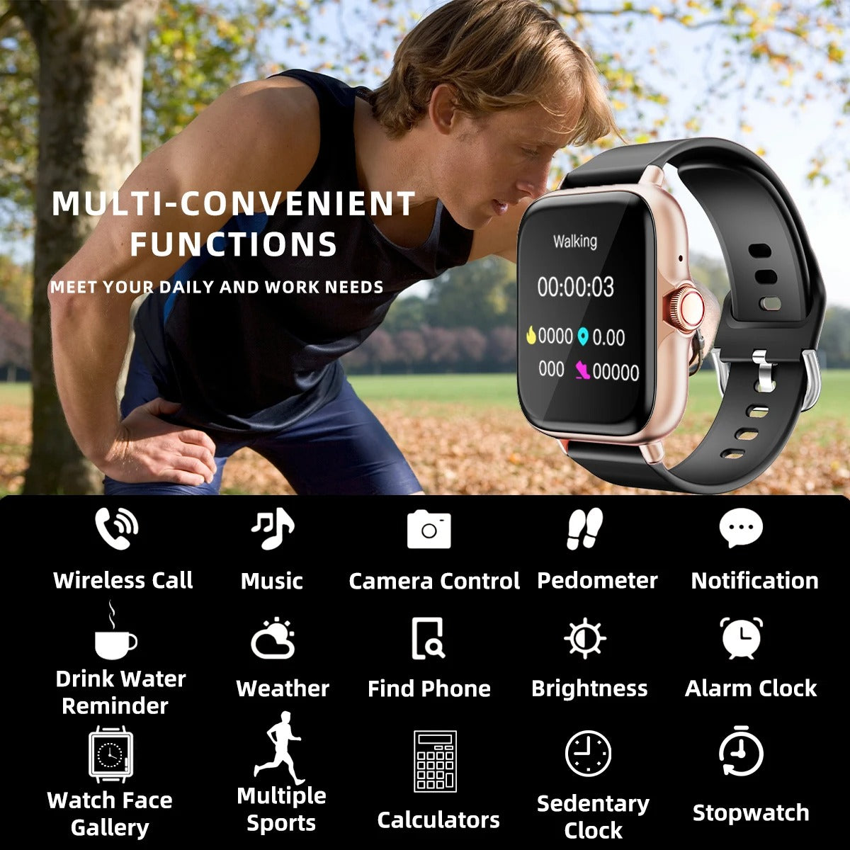 Waterproof Smart Watch – Touchscreen Fitness Tracker