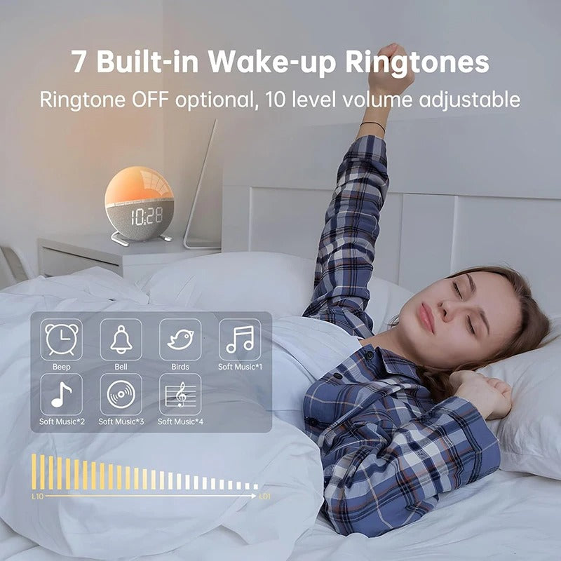 Sunrise Wake Up Light Alarm Clock with Natural Sounds & Colors